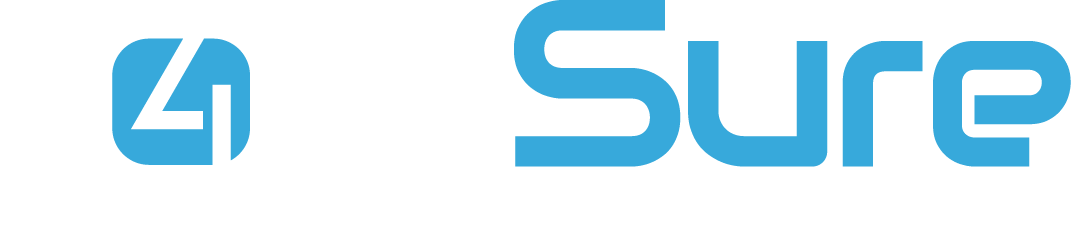 Logo FourSure wit lichtblauw subtitel
